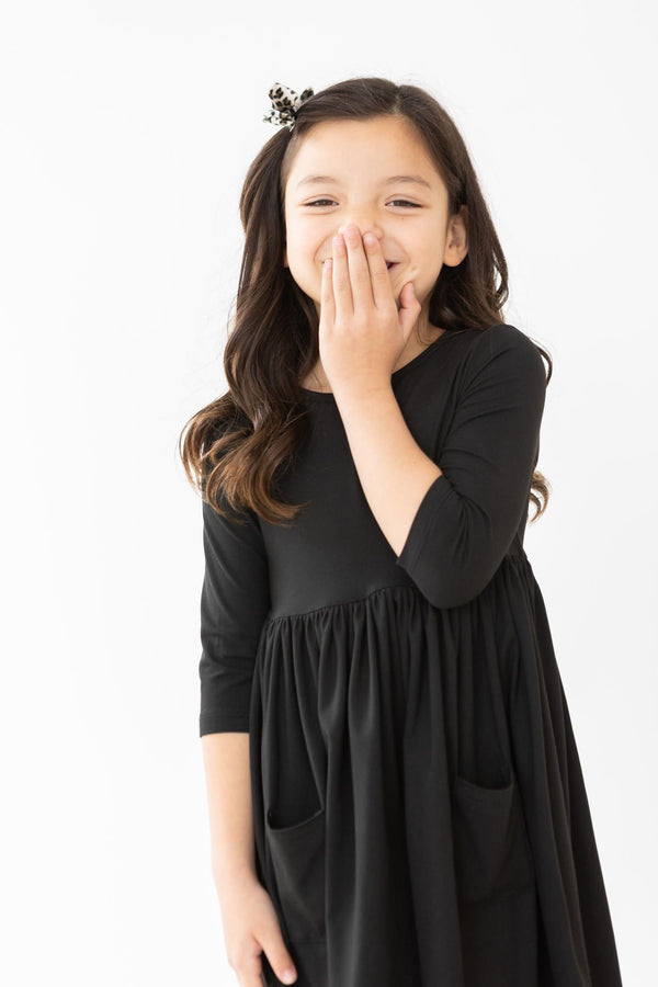 black-3-4-pocket-twirl-dress Mila &  Rose - Sophia's Style-Black 3/4 Pocket Twirl Dress-6-12M--1